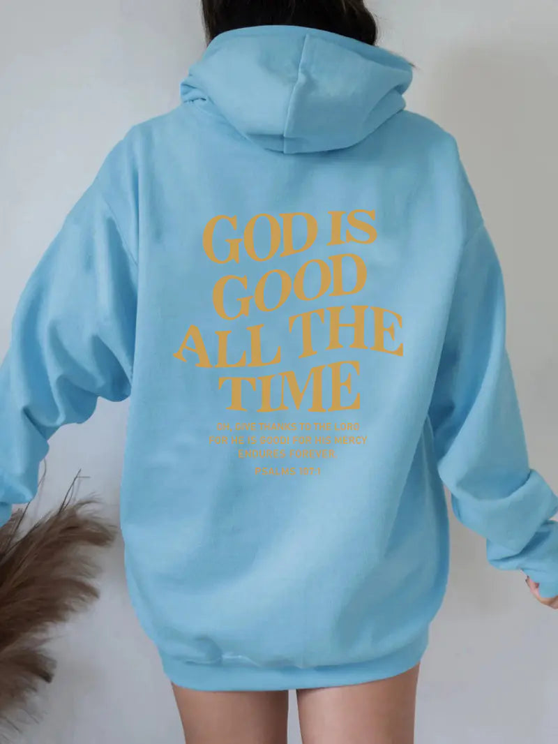 Brushed Slogan Hoodie with Kangaroo Pocket for All
