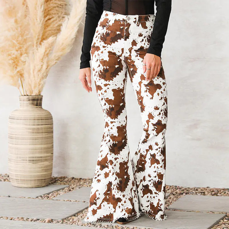 High Waist Tasseled Horn Jeans