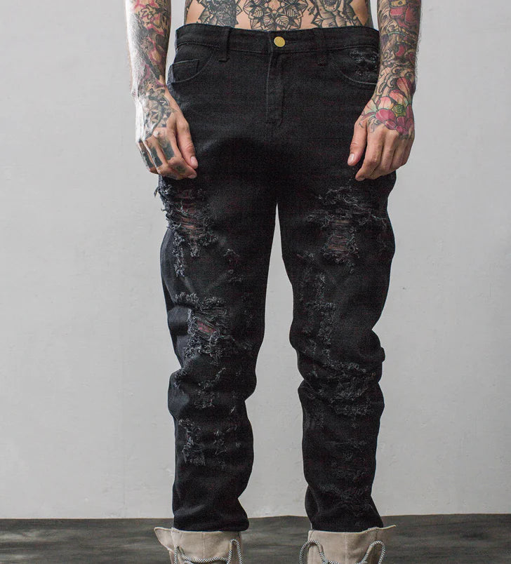 Rose Embroidered Ripped Denim Jeans