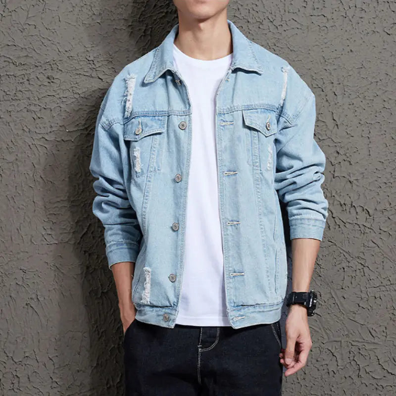 Trendy Men's Casual Loose Denim Jacket for All Seasons