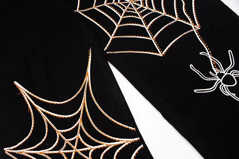 Spider Web Embroidered Oversized Casual Jeans for All