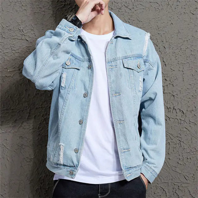 Trendy Men's Casual Loose Denim Jacket for All Seasons