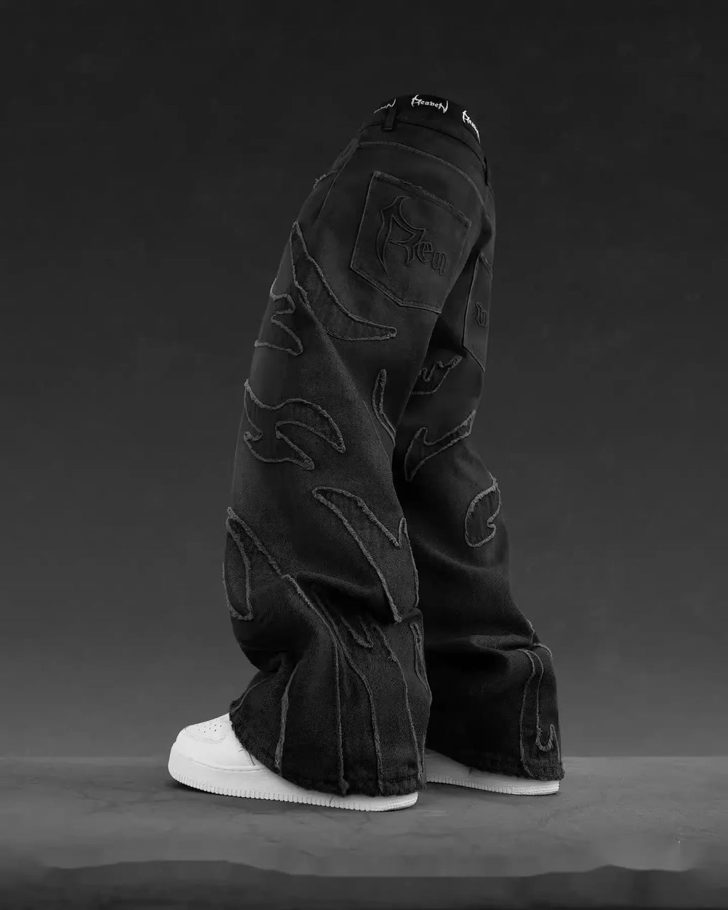 Retro Black Patchwork Hip Hop Jeans