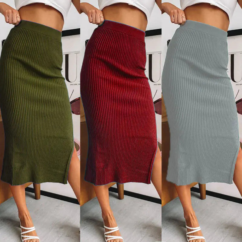 High Waist Irregular Slit Skirt for Women